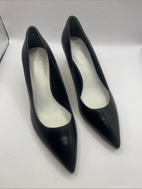 Franco Sarto Black Pointed Toe Leather Pumps